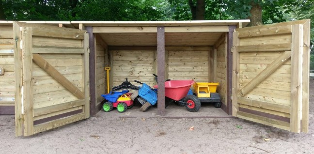 Kinderfahrzeuge Unterstand Gartenspielplatz